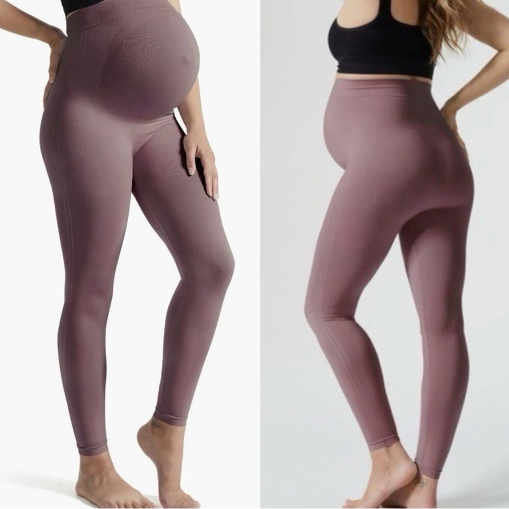 BLANQI Everyday Support Maternity Leggings Purple Mauve High Waist Compression